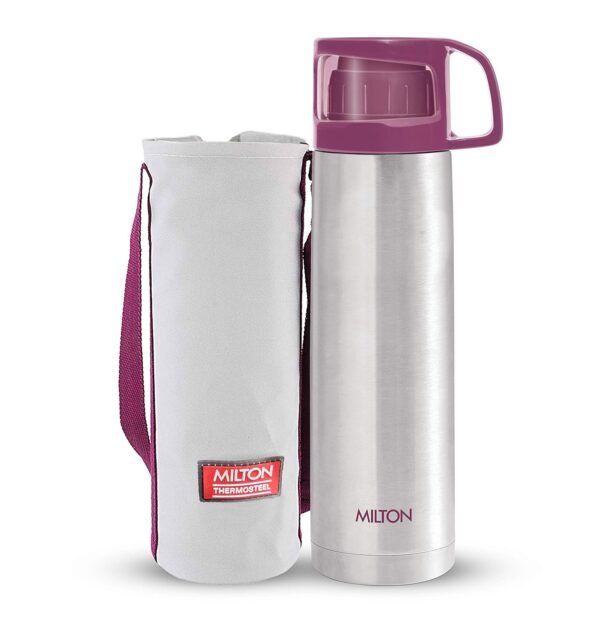 Milton Glassy 1000 Thermosteel 24 Hours Hot and Cold Water Bottle with Drinking Cup Lid, 1 Litre, Pink | Leak Proof | Office | Gym | Home | Kitchen | Hiking | Trekking | Travel - Image 5