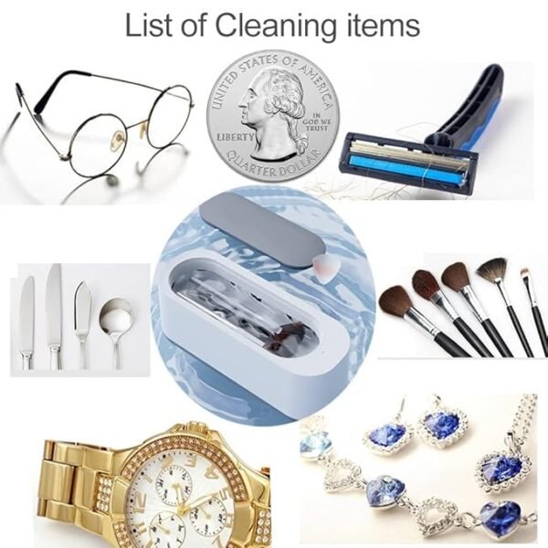 ABHAS Ultrasonic Jewellery & Glasses Cleaner – 360° Low Noise USB Cleaning Machine | Professional Portable Ultrasonic Cleaner for Glasses, Rings, Watches & More | Compact & Efficient Design - Image 2