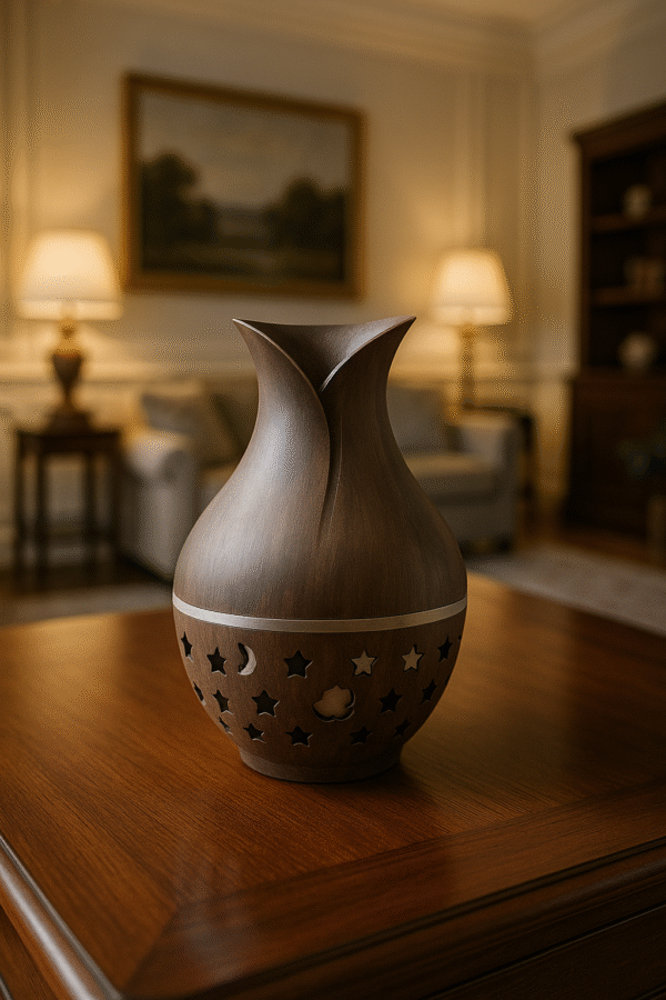 ABHAS Pot Shape Wood Humidifier – Ultrasonic Aroma Air Diffuser with Dual Spray Modes & 6 Color Lights | Ideal for Stress Relief, Relaxation, Sleep Support | Compact & Stylish Design - Image 4